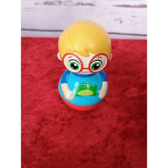 Vintage Fisher Price Roly Poly Weeble Winston Toddler Toy With Frog Print & Glas - Picture 1 of 4